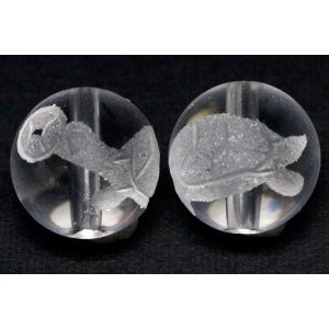 石流通センター 彫刻ビーズ 水晶 12mm (素彫り) 銭亀 天然石 パワーストーン